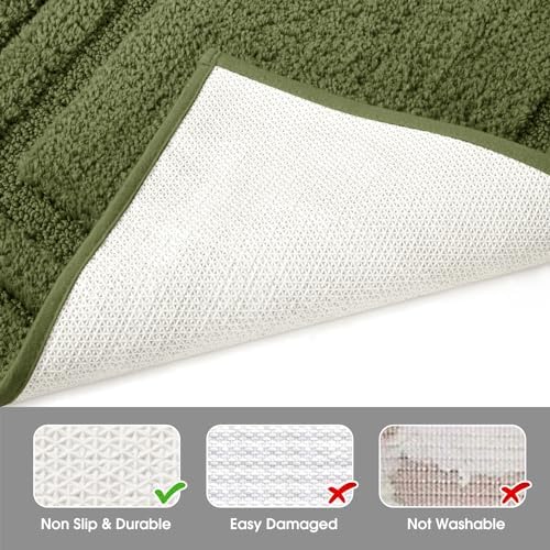 HOMEIDEAS Bathroom Rugs Sets 2 Piece, Super Soft and Absorbent Non Slip Microfiber U-Shaped Toilet Bath Mat Set (20"x32"+U20 x24, Sage Green)