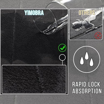 Yimobra Memory Foam Bathroom Rugs Sets 2 Piece - Super Soft Absorbent Quick Dry Bath Mat Set, Machine Washable Non Slip Floor Carpet for Tub Shower & Single Sink (17x24 & 31.5x20 Inch, Black)