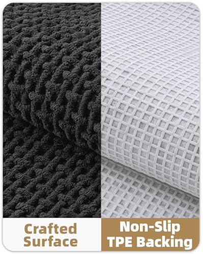 Color&Geometry 17"x29" Chenille Pile Bathroom Rugs Upgraded Denser,Black