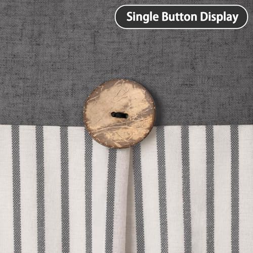 Farmhouse Shower Curtain Button Grey-Grey Stripe 72" W x 72" L