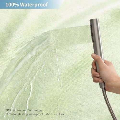 Waterproof Fabric Shower Curtain,No Liner Needed,72x72,Green