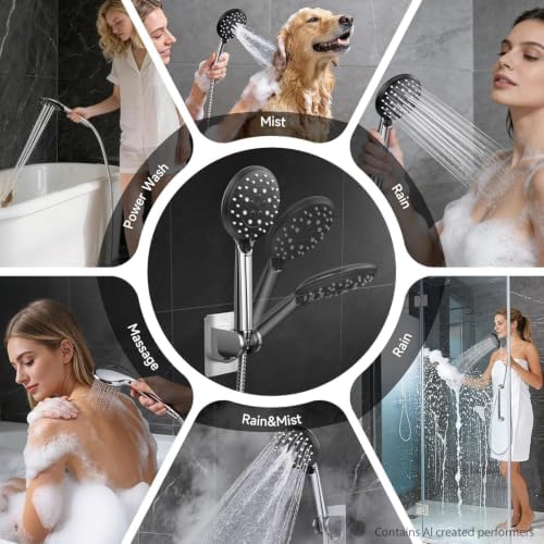 Veken 11.8" High Pressure Shower Head with Handheld, Metal Core Fittings