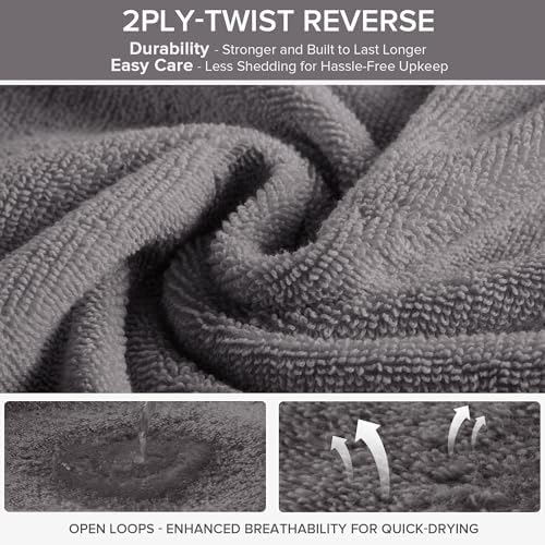 Comfort Spaces 6 Pc Towel Set, 100% Cotton Zero Twist, Dark Grey
