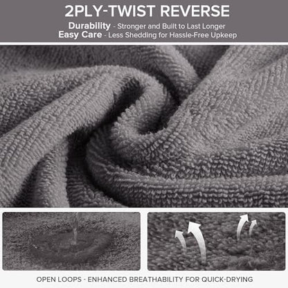 Comfort Spaces 6 Pc Towel Set, 100% Cotton Zero Twist, Dark Grey
