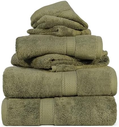 Superior Egyptian Cotton Ultra Plush & Absorbent, 6 Piece Set, Forest Green