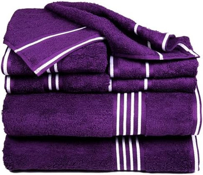 Lavish Home Bathroom Towels Set, Bathroom Essentials, Eggplant, Set of 8