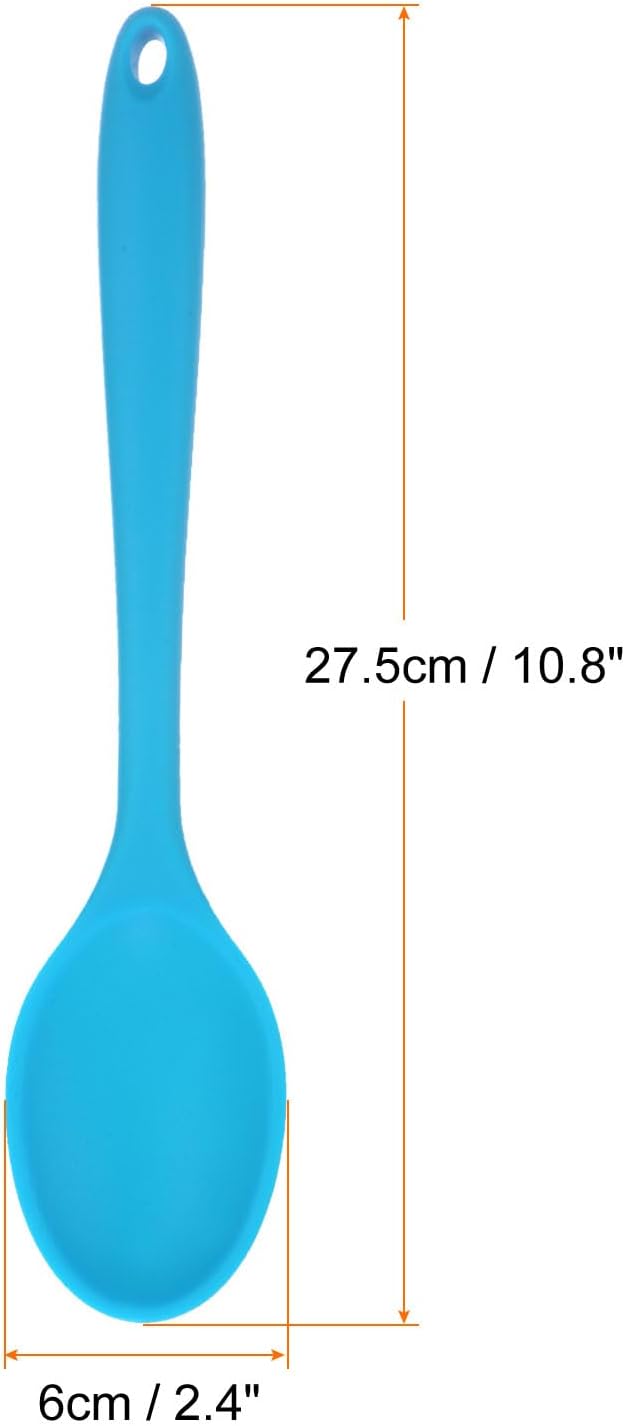 HARFINGTON 2Pcs Silicone Spoons, Heat Resistant Kitchen Cooking Utensil Spoon for Cooking, Mixing, Stirring and Serving, Blue