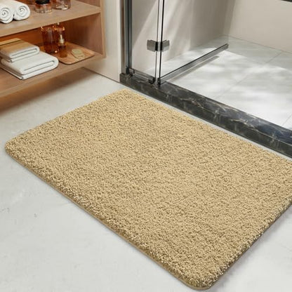 LOCHAS Bathroom Rugs 24x17 Inch, Microfiber Bath Rug Non Slip, Beige