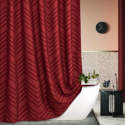 Burgundy Boho Fabric Shower Curtain 72 x 72 Inches