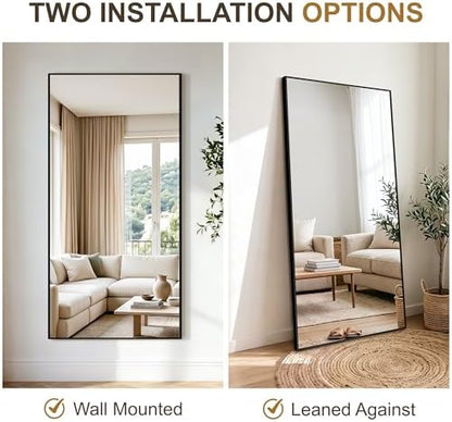 Rectangular Bathroom Mirror, 60"x30" Black Metal Framed Vanity Mirror