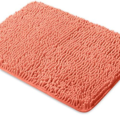 Yeaban Chenille Coral Bathroom Rug 24"x36", Non-Slip Rubber Backing