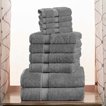 Superior Egyptian Cotton Ultra Plush & Absorbent, 10 Piece Set, Charcoal