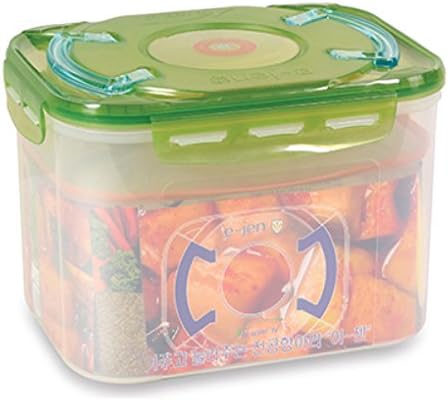 e-jen Premium Kimchi, Sauerkraut Container Probiotic Fermentation with Inner Vacuum Lid (Earthenware Green, 2.2 gal/ 8.5L)