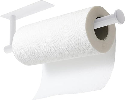theaoo White Paper Towel Holder - Under Cabinet Paper Towel Holder for Kitchen, Adhesive Paper Towel Roll Rack for Bathroom Towel, Wall Mounted Paper Towel Rack, SUS304 Stainless Steel