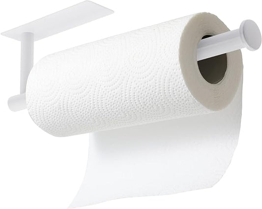 theaoo White Paper Towel Holder - Under Cabinet Paper Towel Holder for Kitchen, Adhesive Paper Towel Roll Rack for Bathroom Towel, Wall Mounted Paper Towel Rack, SUS304 Stainless Steel