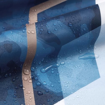 deFouliao Blue Shower Curtain Navy Blue Modern Abstract Geometric Grid Bathroom Curtain Sets for Bathtub Home Decor, Waterproof Fabric Washable with Hooks, 48x72 Inch