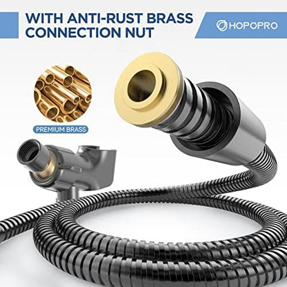 6-Mode High Pressure Handheld Shower Head Set, Consumer Reports Recommended HOPOPRO High Flow Hand Held Showerhead with 59 Inch Hose Bracket Teflon Tape Rubber Washers
