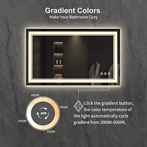 Lighted Vanity Mirror, 40x24 Inch Gradient Front and Backlight LED Vanity Mirror, 3 Colors Dimmable CRI>90 Double Lights, IP54 Enhanced Anti-Fog, Hanging Plates Wall Mount Bathroom Mirror