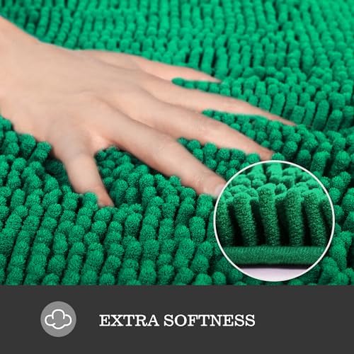 Yeaban Chenille Emerald Bathroom Runner Rug 24"x72"