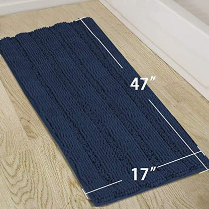 Turquoize Bathroom Runner Rug 17"x47", Soft Absorbent Chenille Bath Rug