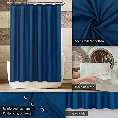 ALYVIA SPRING 72x78 Long Waterproof Fabric Shower Curtain or Liner Navy