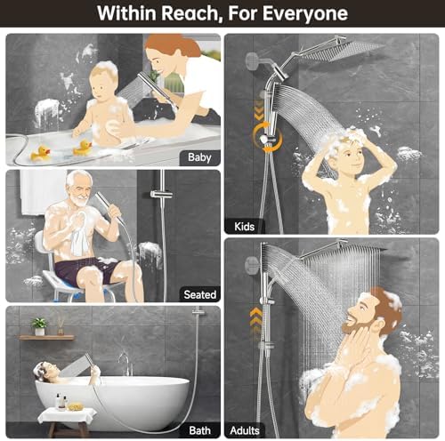 Veken All Metal 12" Luxurious Shower Head with Handheld,Full Body Coverage