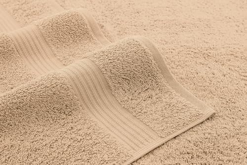 American Veteran Towel, 100% Cotton Turkish Bath Towels for Bathroom 4 Pack, 27x54 Extra Large Premium Soft Drying Bathroom Towels, Beige