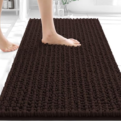 OLANLY Bathroom Rugs 34x21, Thick Soft Absorbent Chenille Bath Rugs