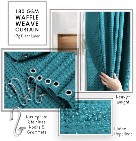 Clara Clark Teal Bathroom Set, Bathroom Sets with Shower Curtain and Rugs