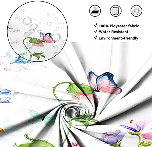 AWERT Small Half Size Stall Shower Curtain with 6 Hooks 36 inch Shower Stall Curtain 36 x 72 Butterfly Wildflowers for Bathroom/RV and Camper (Butterfly)