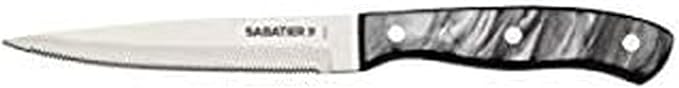 Sabatier Triple Riveted Serrated Utility Knife, 5-Inch, High-Carbon Stainless Steel, Razor-Sharp Kitchen Knife to Cut Fruit, Vegetables and more, Black