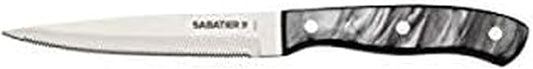 Sabatier Triple Riveted Serrated Utility Knife, 5-Inch, High-Carbon Stainless Steel, Razor-Sharp Kitchen Knife to Cut Fruit, Vegetables and more, Black