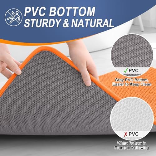 OLANLY Memory Foam Bathroom Runner Rugs 44x24, Absorbent Long Mat, Orange