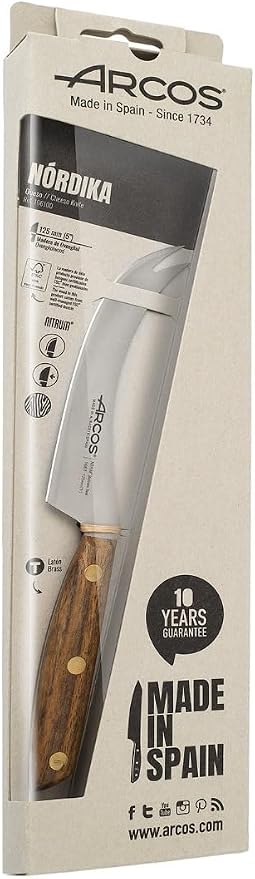 Arcos Serie Nordika - Cheese Knife - Stainless Steel NITRUM - Size Blade 125 mm | 5 Inch Inch - Ovengkol Wood Handle 100% natural FSC - 100% Recycled Packaging