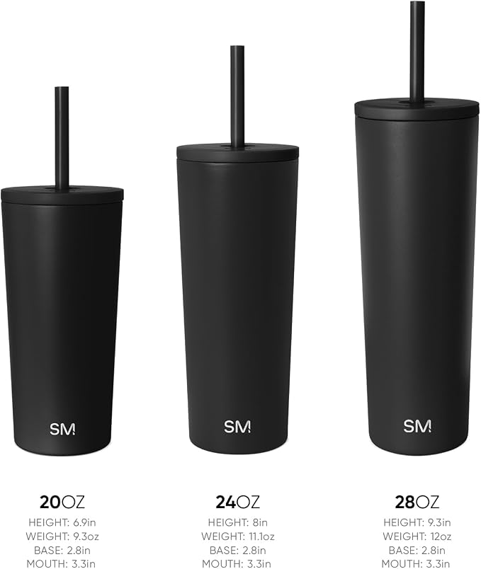 Simple Modern Classic Tumbler with Straw Lid | Insulated Iced Coffee Cup Reusable Stainless Steel Water Bottle Travel Mug | Gifts for Women Men Her Him | 24oz | Stormy Skies
