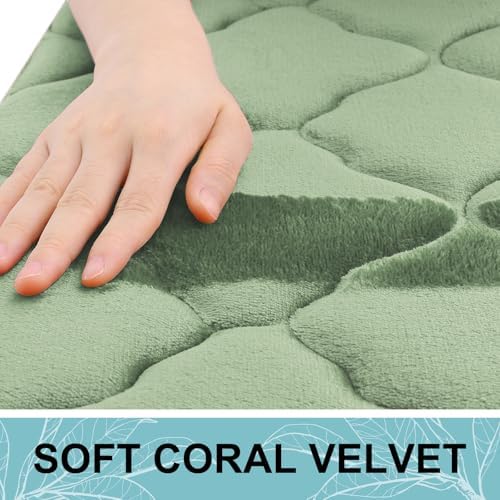 OLANLY Memory Foam Bath Mat Rug 24x16, Ultra Soft Bathroom Rugs, Sage Green
