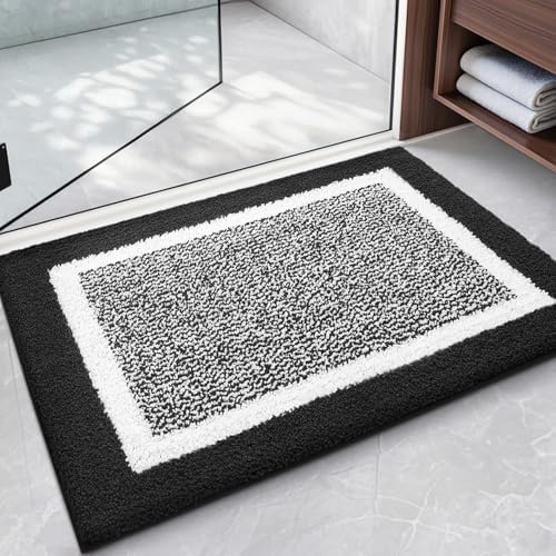 Color&Geometry Simple and Stylish Bathroom Rugs for Bathroom, 20"x32",Black