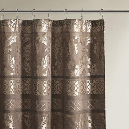 Madison Park Bellagio Taupe Shower Curtain, Transitional Shower Curtains for Bathroom, 72 X 72, Beige (Pack of 4)