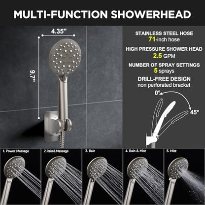 Veken Starlight 11.8" High Pressure Shower Head with Handheld, Easy Install