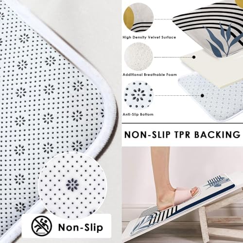 Bathroom Sets with Shower Curtain and Rugs, Boho Geometric 4 Pcs,