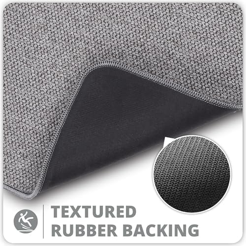 Bosap Bath Mat,Ultra Thin Bathroom Runner Rugs,Large Bath Mats for Bathroom,Quick Dry,Non-Slip,Machine Washable,Low Pile,Bath Rug,Shower Outside,Sink,Home Decor Accessories.Grey,2'x5'（24x60inch）