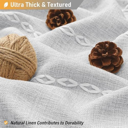 BTTN 72x96 Extra Long Boho Linen Heavy Duty Shower Curtain Set, Grey/Gray