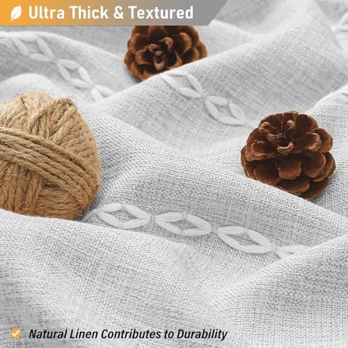 BTTN Small Boho Linen Heavy Duty Cloth Shower Curtain, 36x72, Grey/Gray