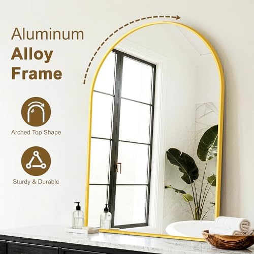 FGU Arched Bathroom Mirror for Over Sink 2 Pack 38"x26" Gold Vanity Mirror