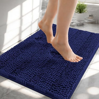 OLANLY Small Bathroom Rugs 24x16, Chenille Bath Rugs, Twilight Sapphire