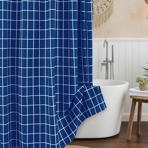 Fabric Farmhouse Shower Curtain-Extra Long Shower Curtains Bathroom Navy