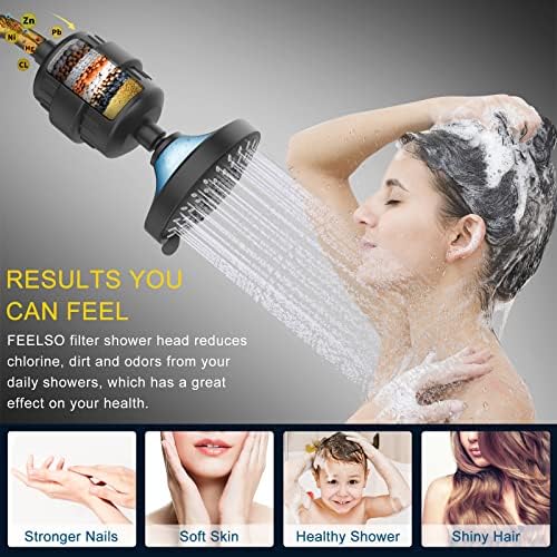 FEELSO Shower Head with Shower Filter, Filtered Shower Head for Hard Water