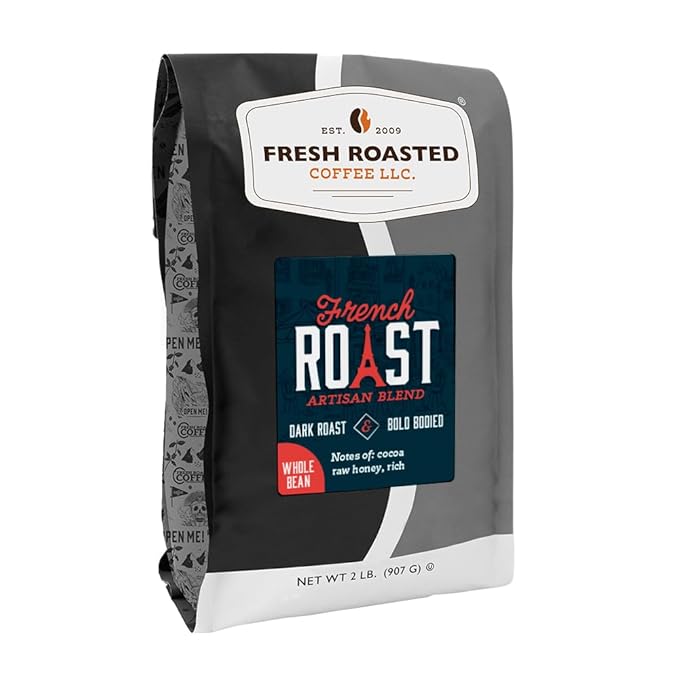 Fresh Roasted Coffee, French Roast Whole Bean Coffee, Dark Roast, Kosher, 2 lb (32 oz)