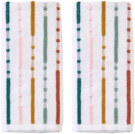 SKL Home Modesto Stripe Hand Towel Set-2pc, Premium 100% Cotton, Multi