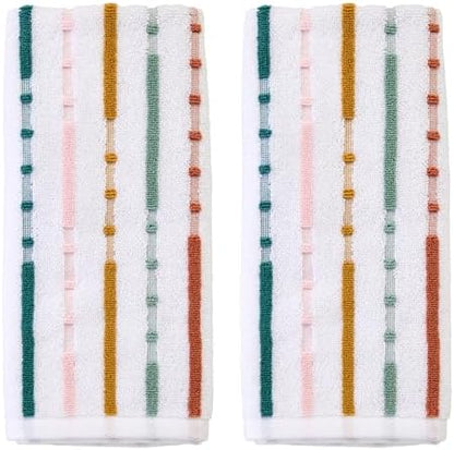 SKL Home Modesto Stripe Hand Towel Set-2pc, Premium 100% Cotton, Multi